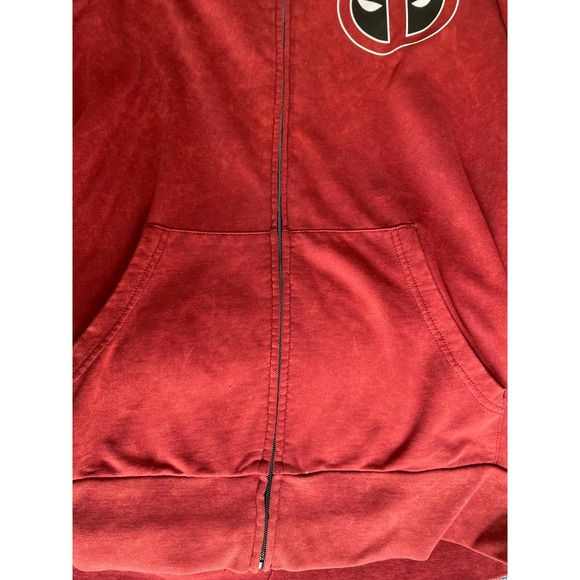 Marvel Deadpool unisex full zip hoodie sweatshirt size medium red DEADPOOL sleev - Picture 7 of 13